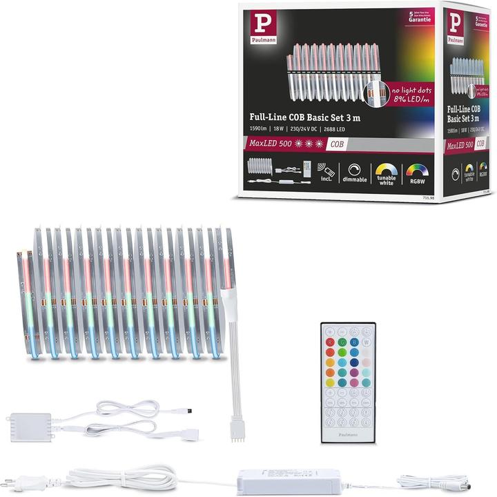 Produktbild Paulmann MaxLED 500 Stripe Set (Mehrfarbig, RGBW, Weiss, 300 cm, Indoor)
