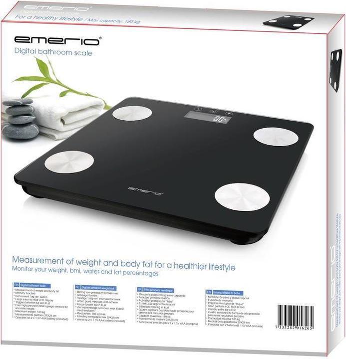 Produktbild Emerio BR-125479 Digitale Personenwaage Wägebereich (max.)=180 kg Schwarz (180 kg)