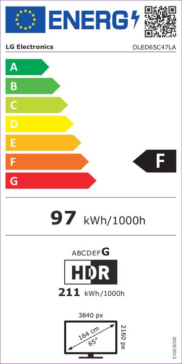 Energy Label LG OLED65C47LA 165cm 65" 4K OLED Smart TV set (65", C4, OLED, 4K, 2024)