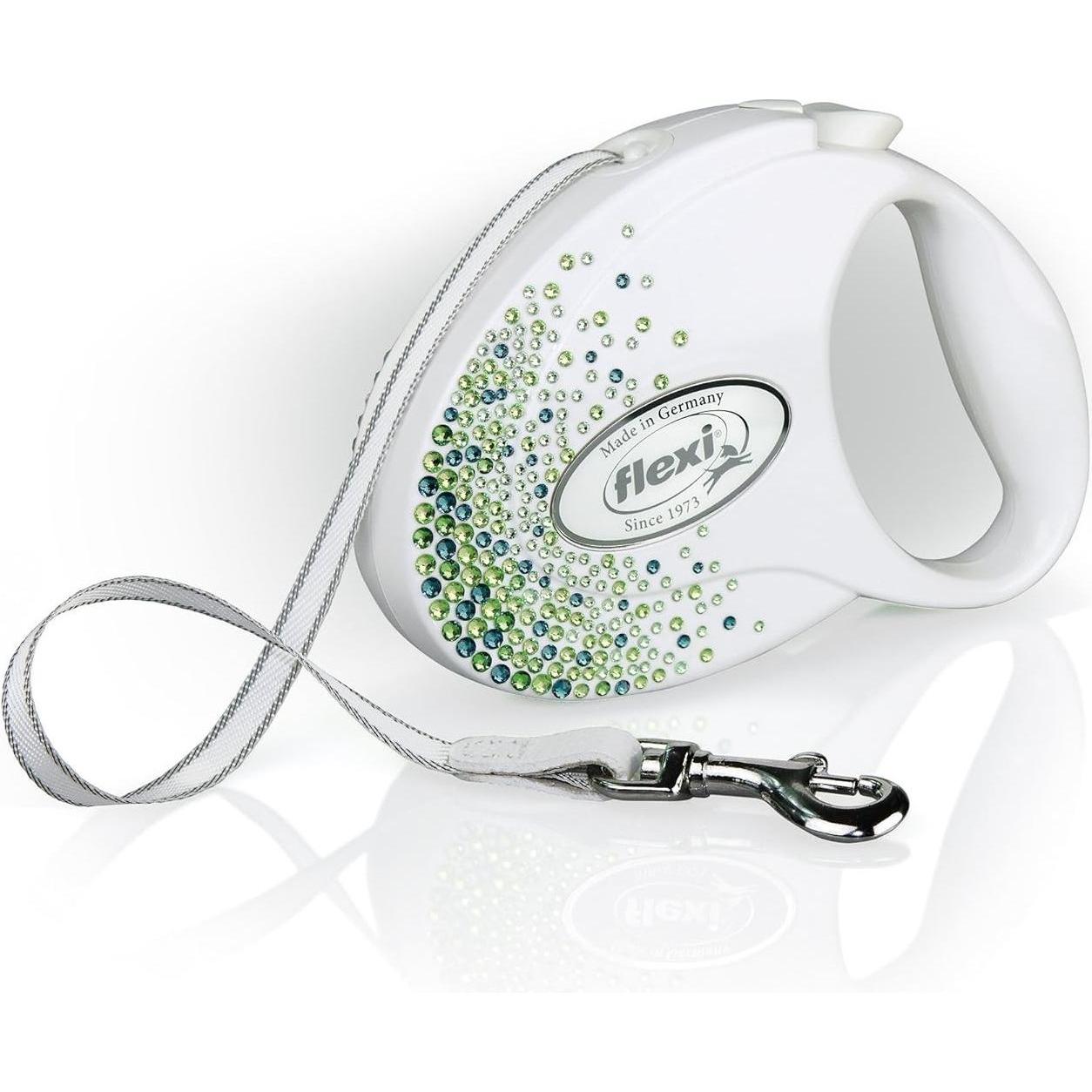 Meilleurs prix pour Flexi Glam Splash Leaf with Swarovski crystals M - Laisse rétractable pour chien - 5 m - Blanc (M, Chien, Promenade), Collier + laisse
