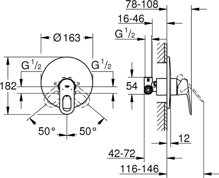 Produktbild Grohe StartLoop Einhand-Brausebatterie, 1/2"