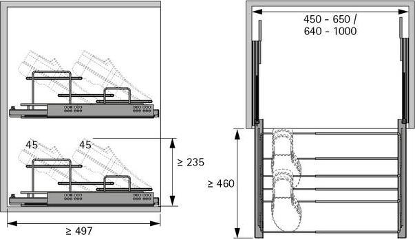 Produktbild Hettich Schuhauszug breitenverstellbar