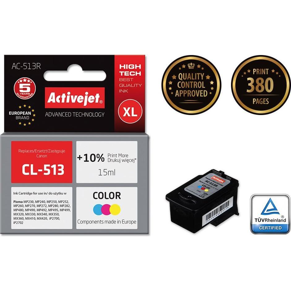 Thumbnail - Activejet, Druckerpatrone, AC-513R Premium Version - 15 ml - Farbe (Cyan, Magenta, Gelb) (M, C, Y)