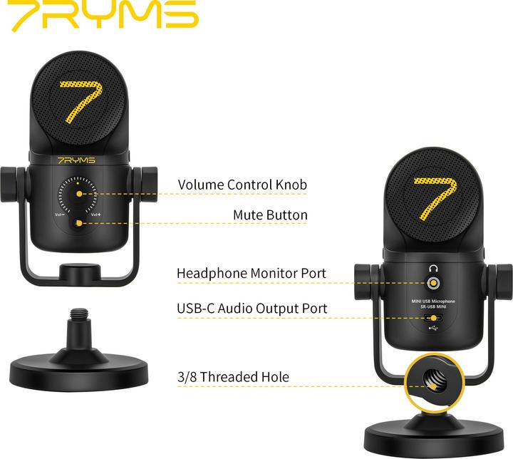Actual product image 7Ryms Mini Condenser USB Microphone