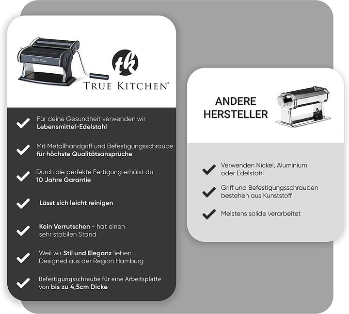 Produktbild True Kitchen Nudelmaschine manuell Bella Pasta Schwarz