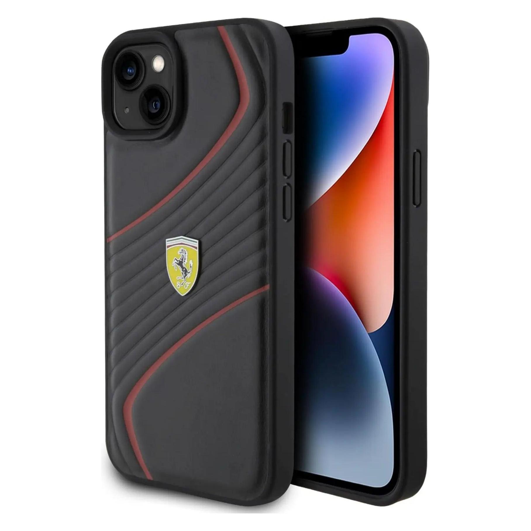 Ferrari FEHCP15MPTWK IPhone 15 Plus 6.7" Czarny/black Hardcase Twist Metal Logo (Apple IPhone 14 Plus, Apple IPhone 15 Plus), Smartphone Hülle,