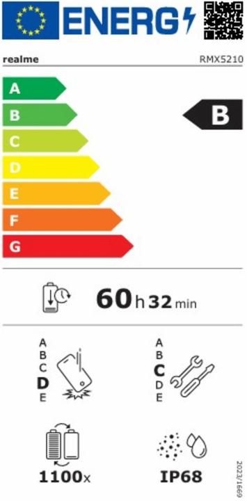 Etichetta energetica realme GT8 PRO 12/256GB 5G (256 GB, Azzurro, Blu, Blu Urbano, 6.79", Doppia SIM, 5G)