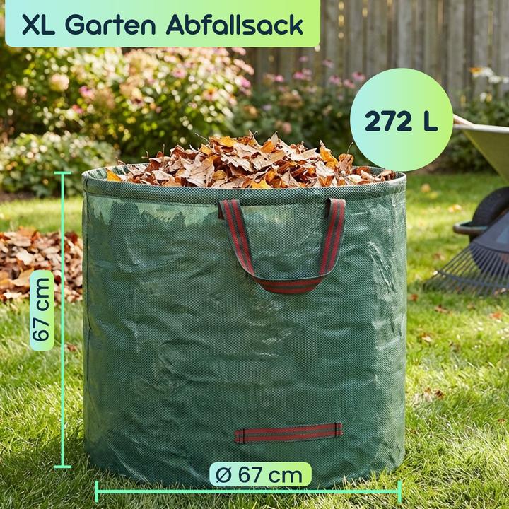 Produktbild Ideoon XL Garten Abfallsack, 272 Liter, Ø 67 x 76 cm - stabile Grünschnittsäcke mit Doppelboden (272 l)