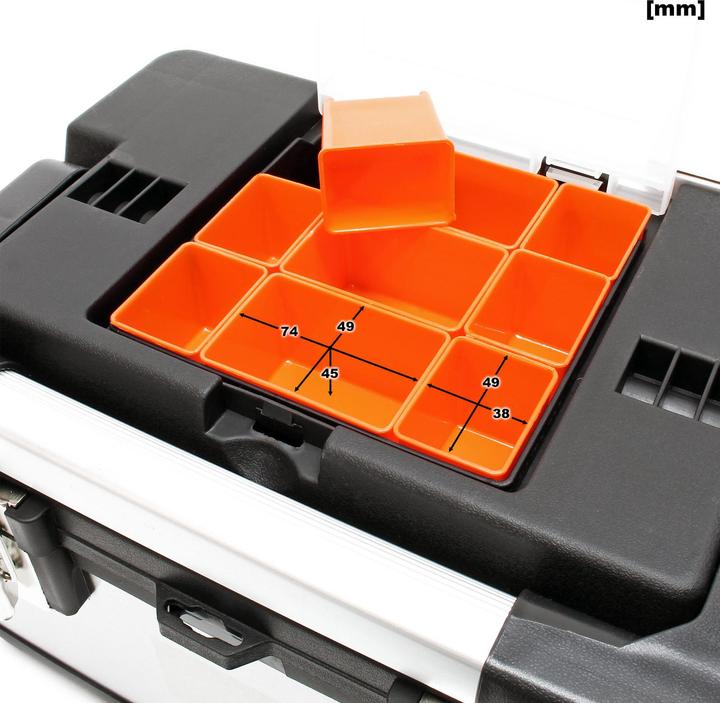 Produktbild Wiltec Werkzeugkoffer 38x27x25cm Werkzeugträger Werkzeugkasten Edelstahl Werkzeugkiste