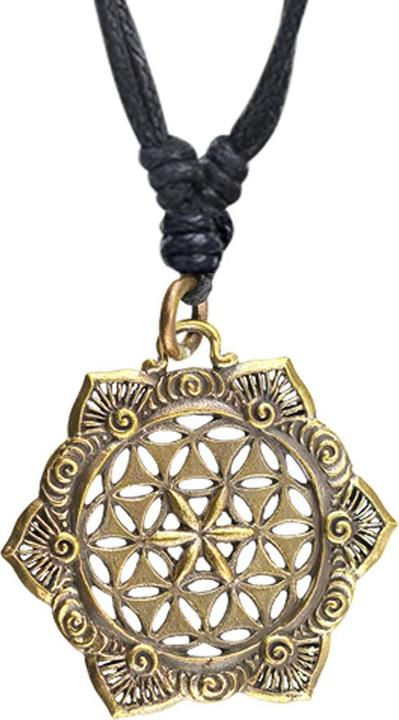 Image du produit Star Piercing Collier noir pendentif doré fleur avec étoile (Laiton)