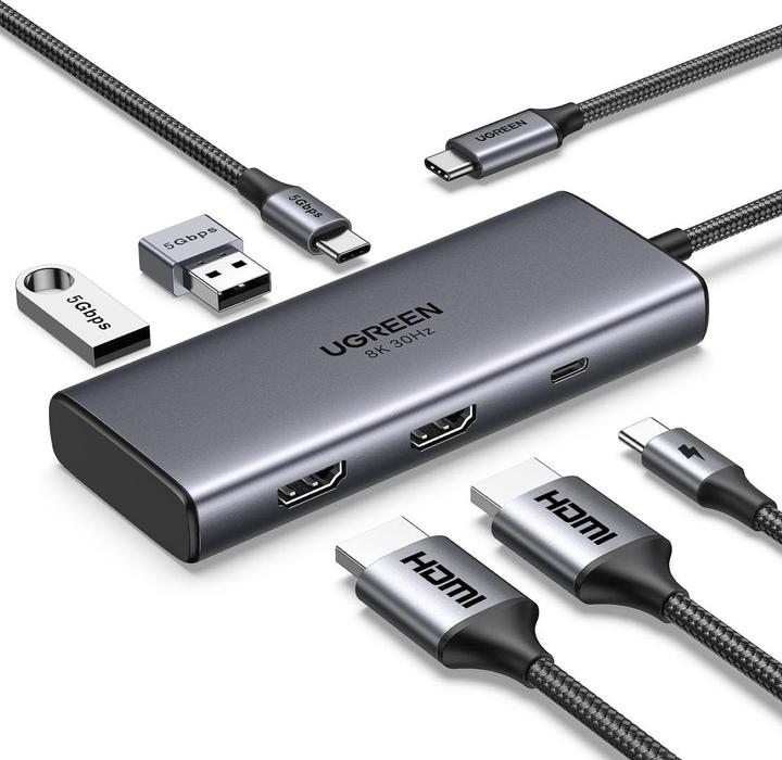 Actual product image Ugreen CM498 (USB-C, 6 ports)