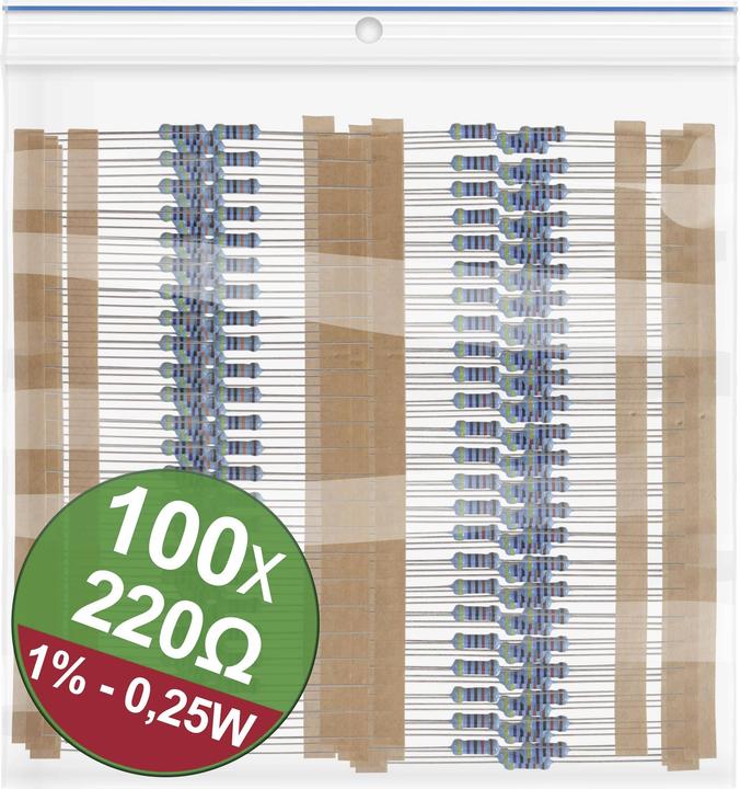 Quadrios 22P043 Metallschicht-Widerstand Sortiment 220 Ω axial bedrahtet 0.25 W