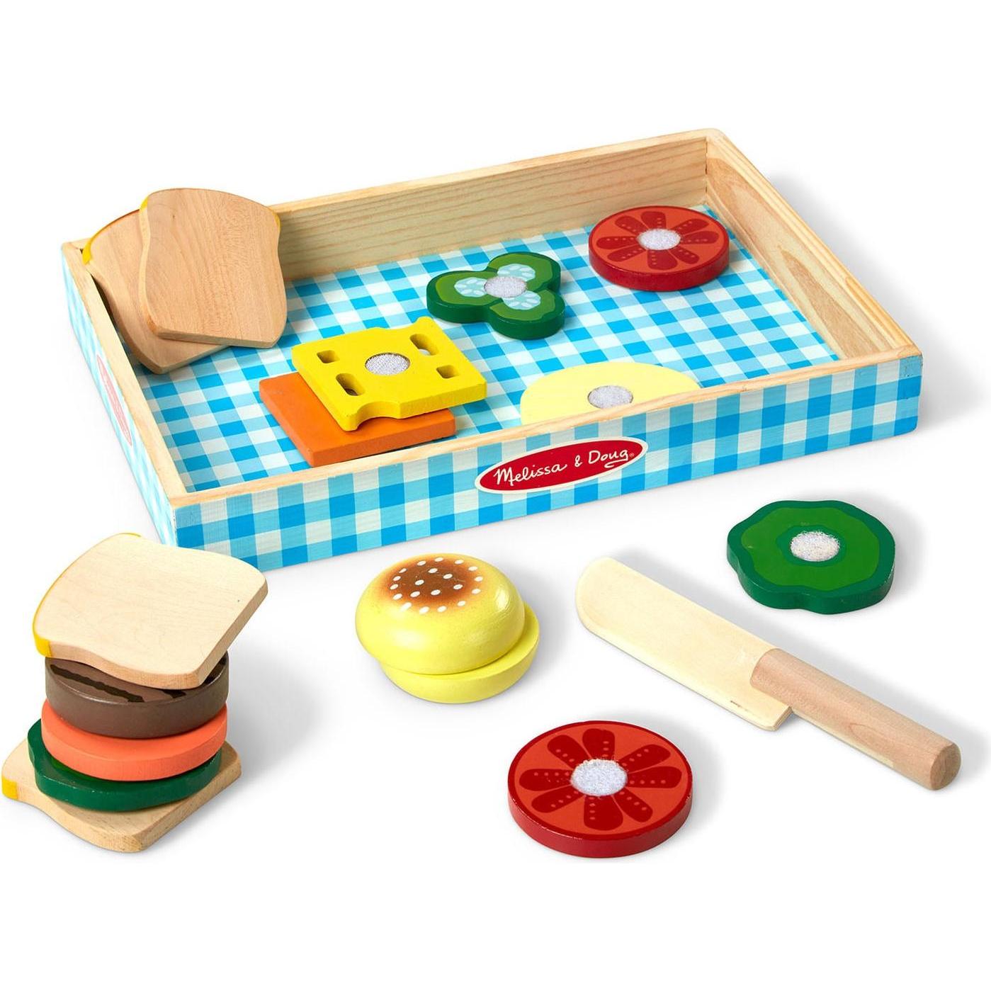Melissa & Doug, Accessori supermercato giocattolo, Wooden Sandwich Making Play