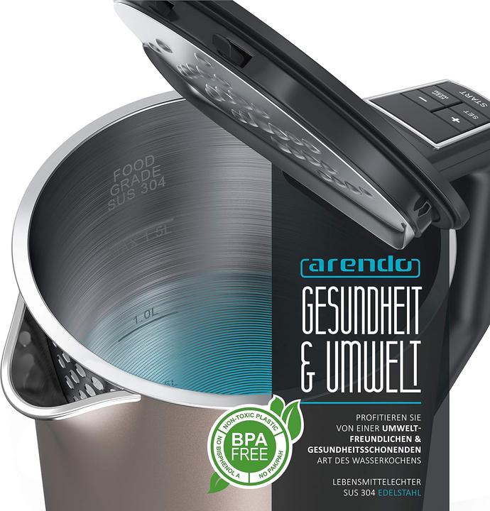 Produktbild Arendo Wasserkocher mit Temperatureinstellung 1,5L (1.50 l)