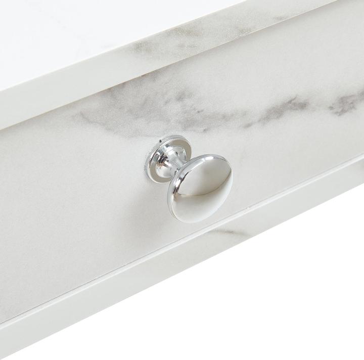 Actual product image En.Casa Wandregal Geeste 60x15x10 cm mit 2 Schubladen Marmoroptik, weiss (60 x 15 x 10 cm)