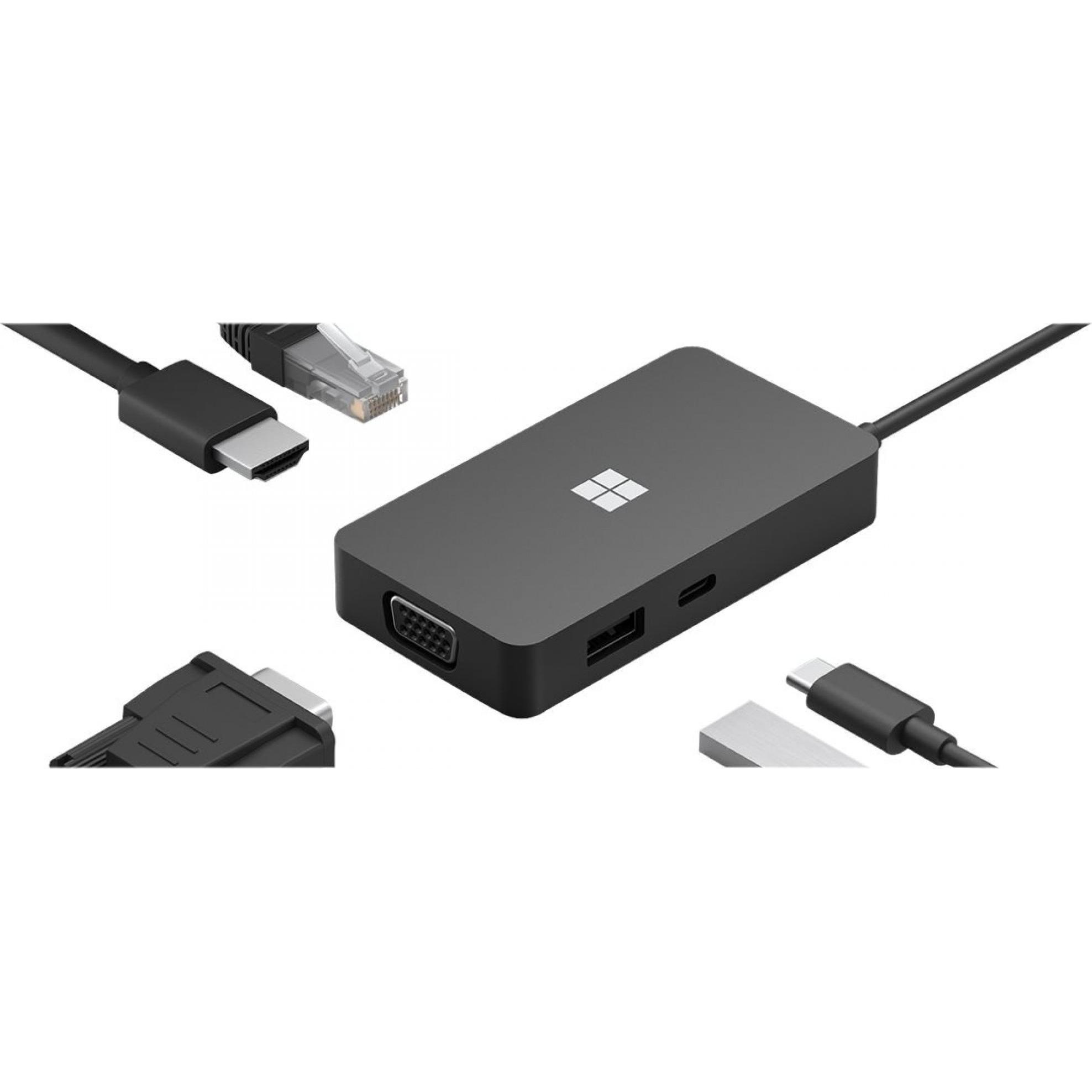 Microsoft Surface Travel Hub (USB-C, 1 Ports), Dockingstation + USB Hub, Schwarz