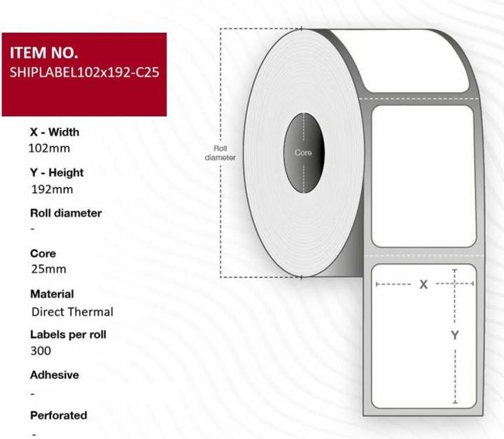 Actual product image Capture Ship-label 102 x 192mm, Core (25 mm)
