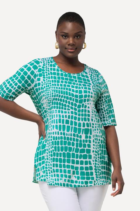 Immagine prodotto Ulla Popken T-shirt in cotone Pima con applicazioni, scollo a girocollo e mezze maniche (42, 44)