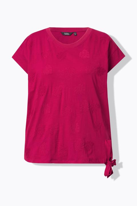 Actual product image Ulla Popken Leaf Textured Cap Sleeve Tee (60)