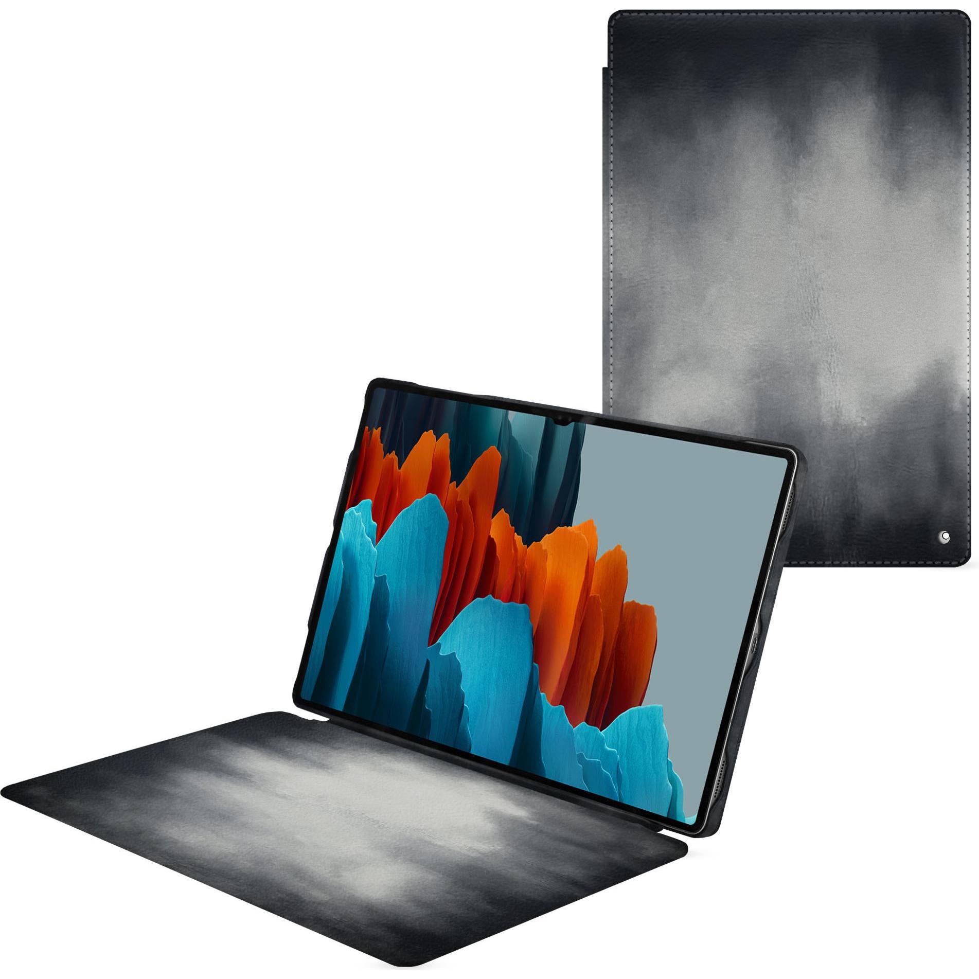 Noreve Lederschutzhülle horizontal (Galaxy Tab S9 Ultra), Tablet Hülle, Grau