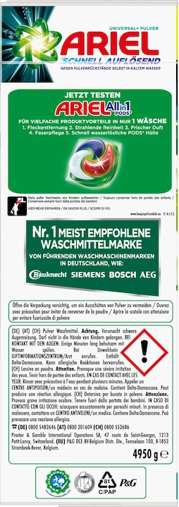 Produktbild Ariel Touch of Lenor Unstoppables (90 Waschgänge, Pulver)