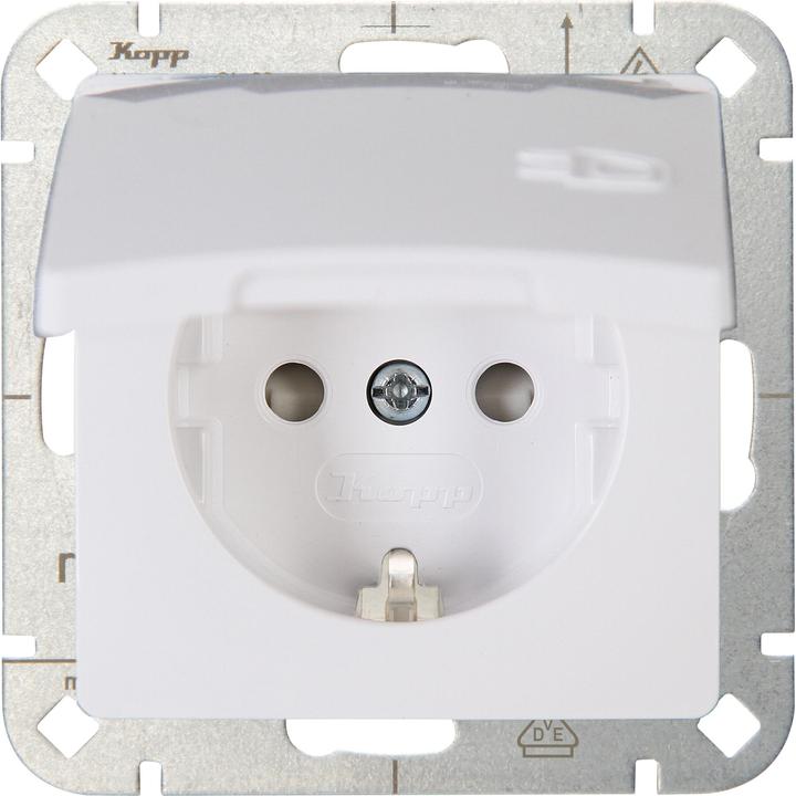 Kopp HK05Couvercle de prise de courant à contact de protection à charnière blanc arctique