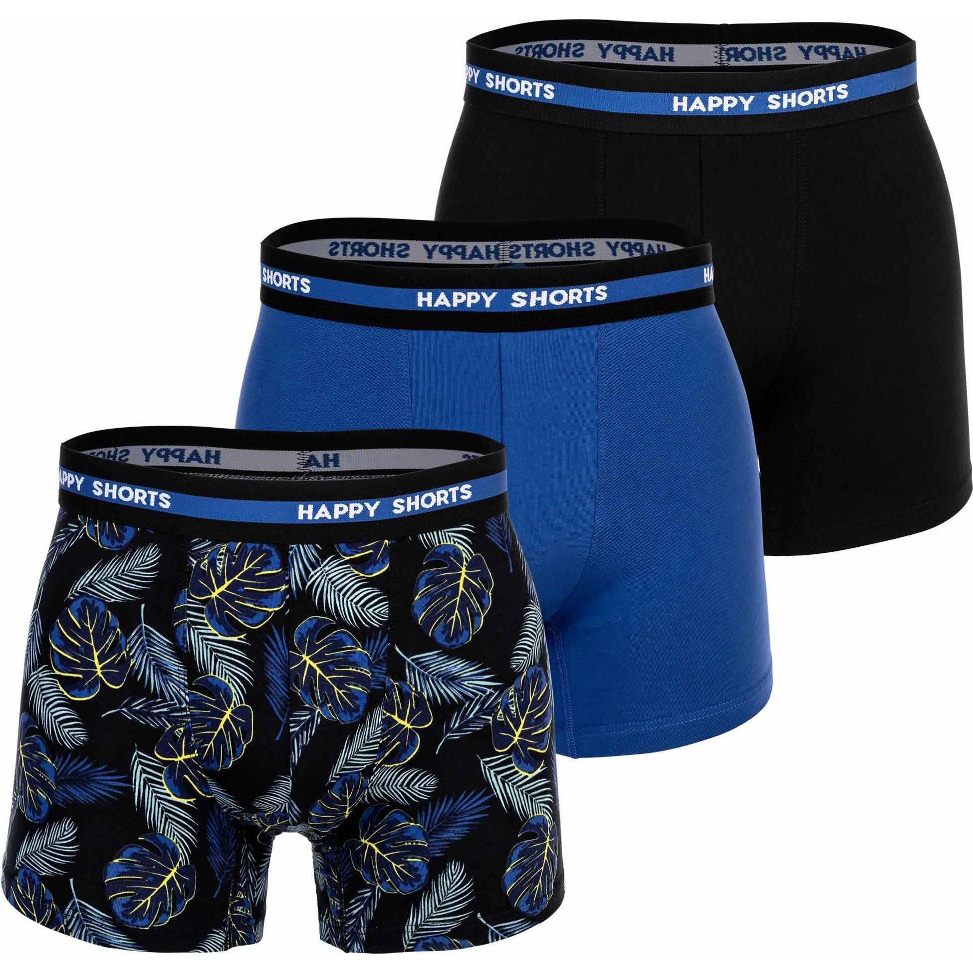 Happy shorts, Herren, Unterhosen, Boxershort Casual Bequem sitzend, Blau, (M, 3er Pack)