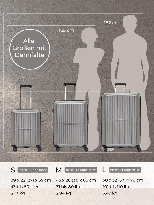 Image du produit Pactastic Collection 01 Set de valises à 4 roulettes 3pcs avec soufflet extensible (221 l)