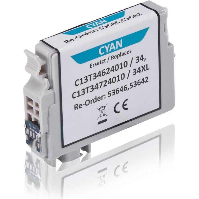 Inkadoo, Druckerpatrone, Druckerpatronen kompatibel zu Epson C13T34724010 / 34XL Tintenpatrone, cyan Cyan (C)