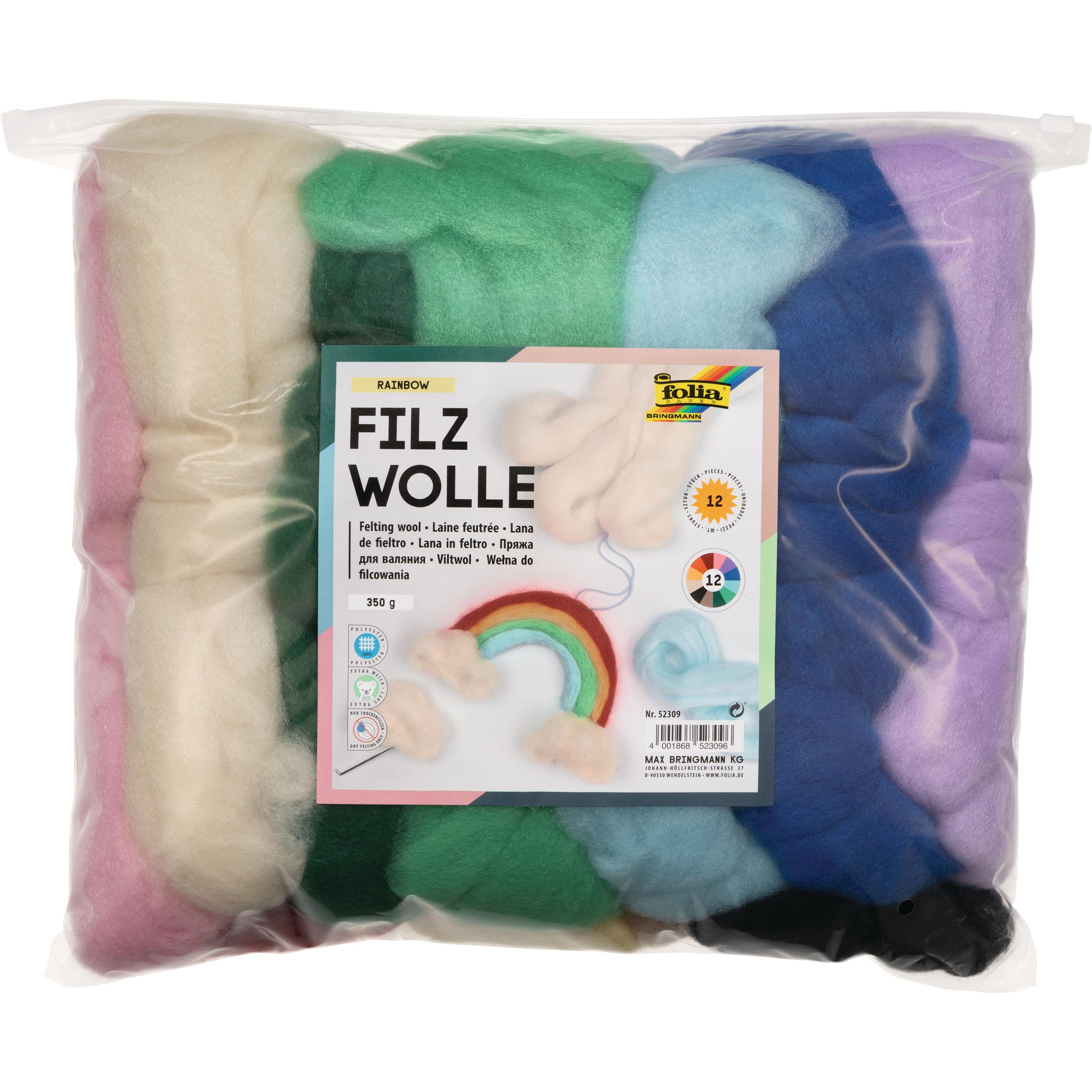 Thumbnail - Folia Filzwolle Rainbow, Garn + Wolle, Mehrfarbig