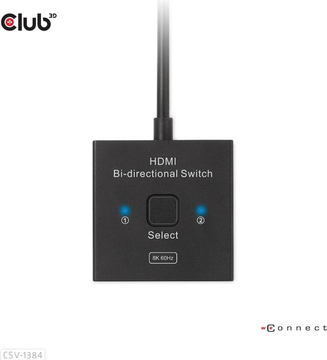 Produktbild Club 3D Club3D HDMI Switch 2-in-1 bidirektional 8K60Hz/4K120Hz UHD retail