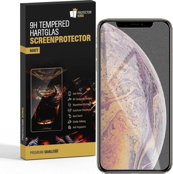 Protectorking 1x Echtes Tempered 9H Panzerhartglas Matt Entspiegelt (1 Stk., Apple iPhone XS Max)