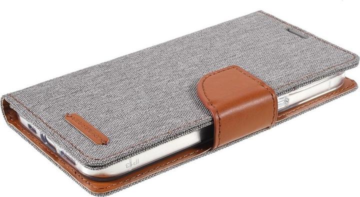 Produktbild iPhone 13 mini - Canvas Stoff Leder Etui grau (Apple iPhone 13 mini)