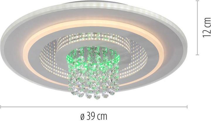 Actual product image Just Light Deckenlampe TOLAGO RGB Kristall Prismen weiss, dekorativ Lichteffekt RGB (2800 lm)
