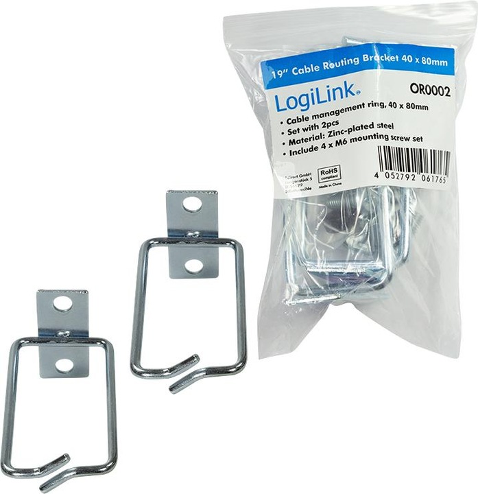 Produktbild LogiLink Kabelführungsbügel 40 x 80 mm für 19" Schränke, 2 Stück