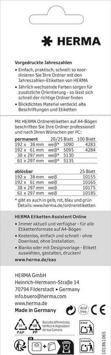 Produktbild HERMA Jahreszahletiketten