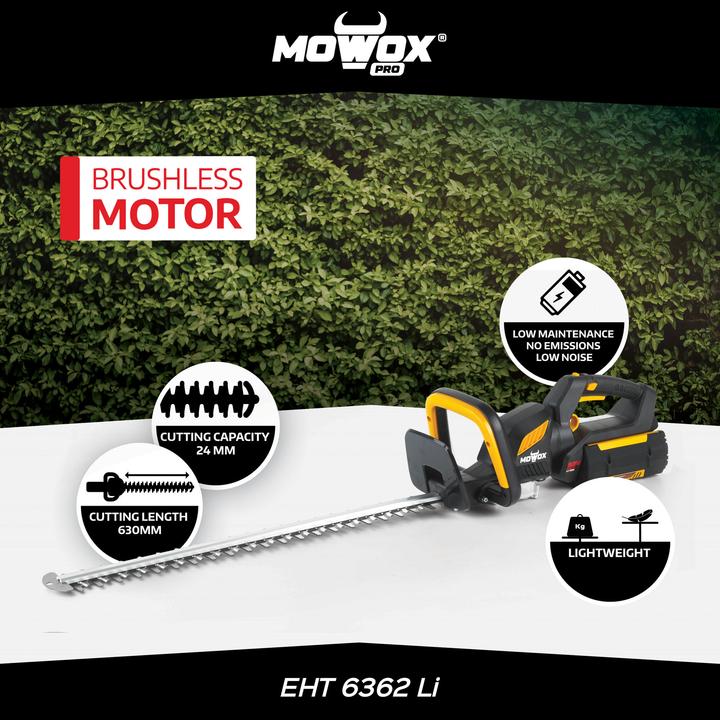 Produktbild Mowox | Excel Series Hand Held Battery Hedge Trimmer With Rotating Handle EHT 6362 Li Cordless (Akkubetrieb)