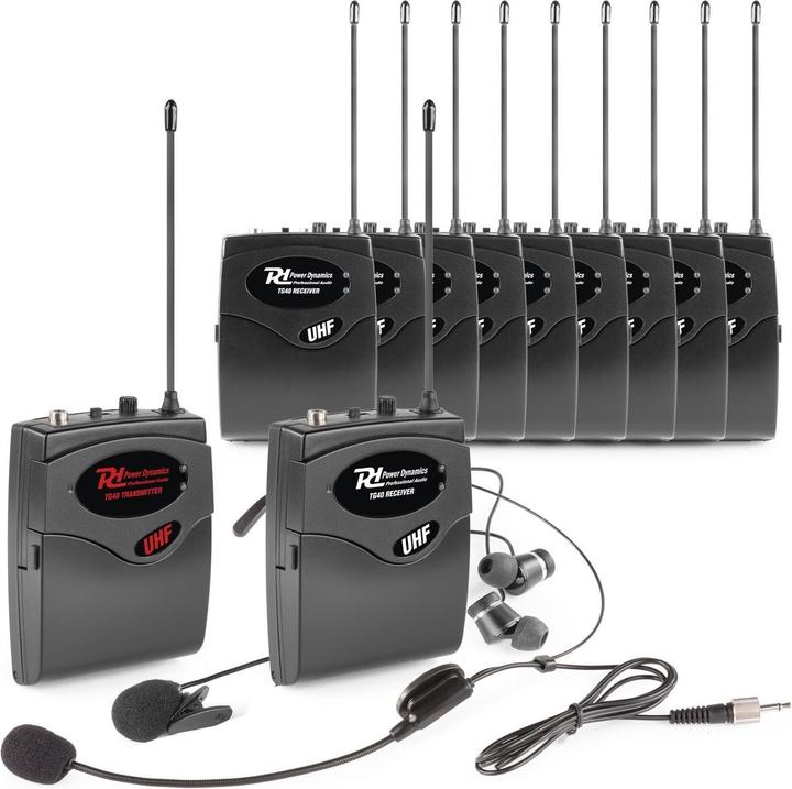 Image du produit Power Dynamics - TG40 - Complete set - Zender en 10 ontvangers - UHF