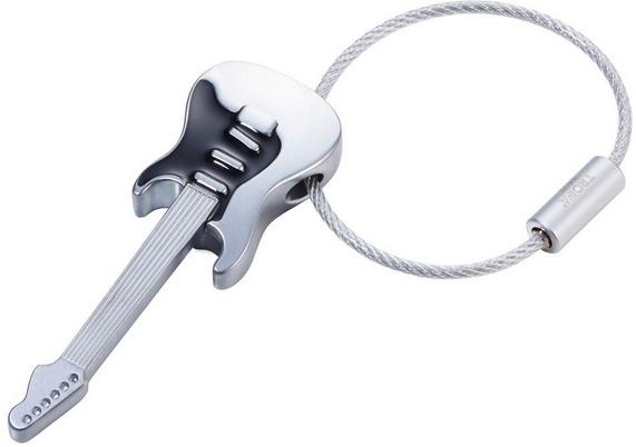 Actual product image Troika STRAT AM RING key ring guitar, matt grey/black