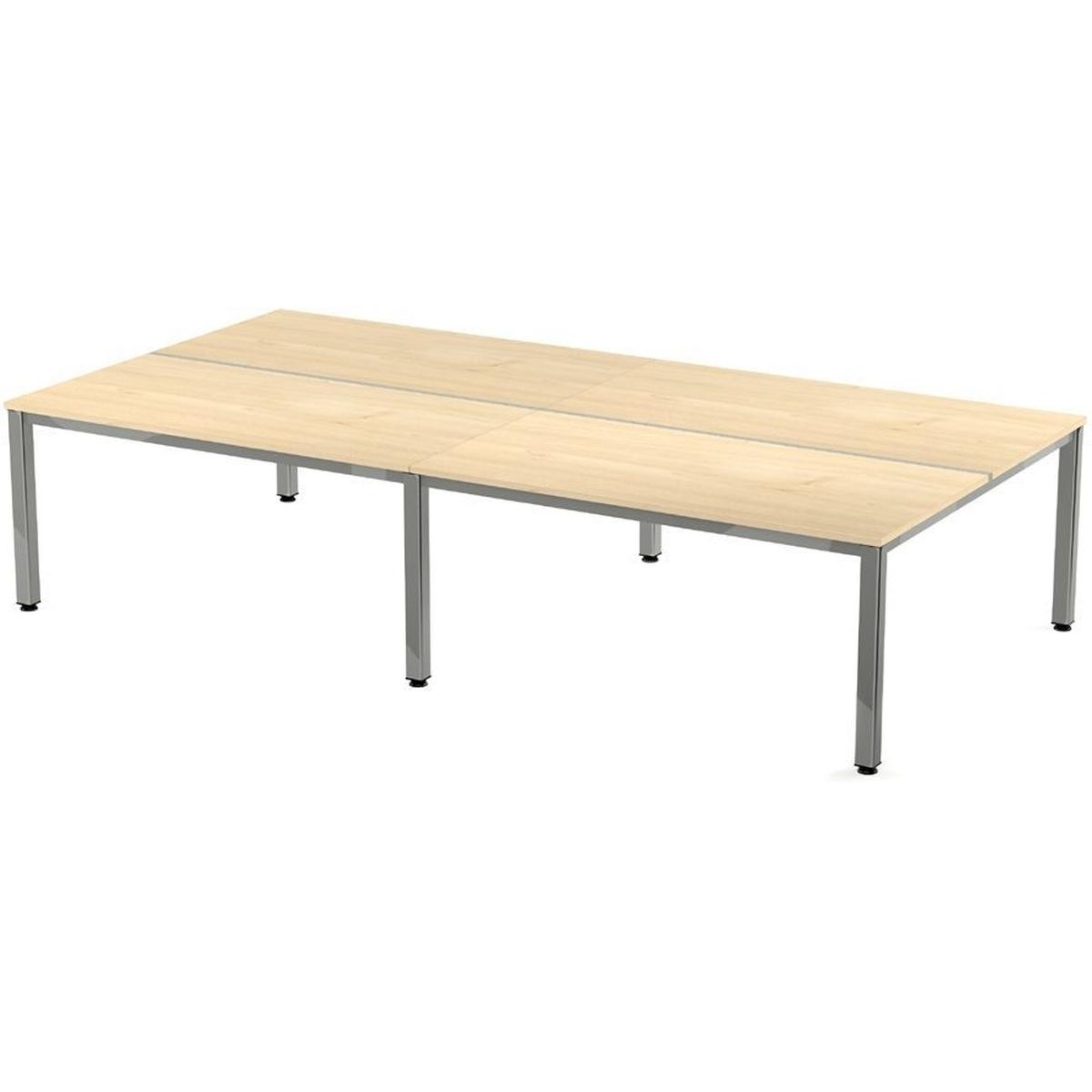 Rocada, Schreibtisch, Mehrfacharbeitstisch Executive BxTxH 320x163x73cm Gestell verchromt Platte Melamin buche