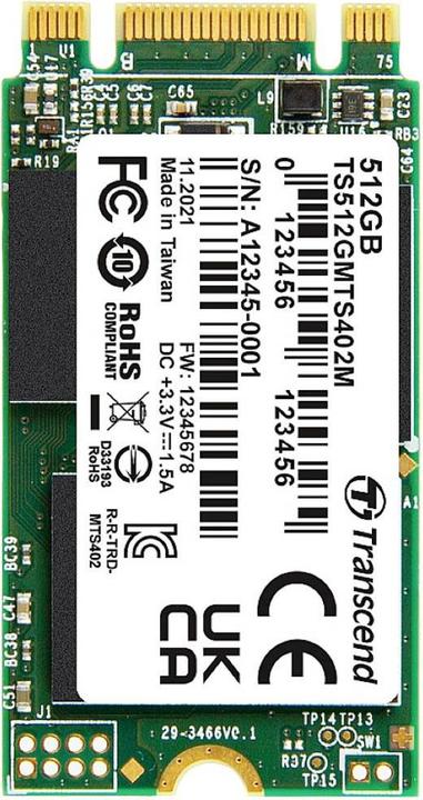 Immagine prodotto Transcend MTS402M 256 GB SSD M.2 PCIe NVMe interno 2242 SATA III Retail TS256GMT (256 GB, M.2, M.2 2242)