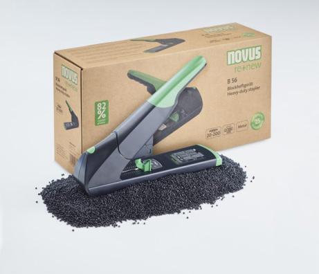 Actual product image Novus Stapler B56 RE+NEW black/green (200 Sheets)