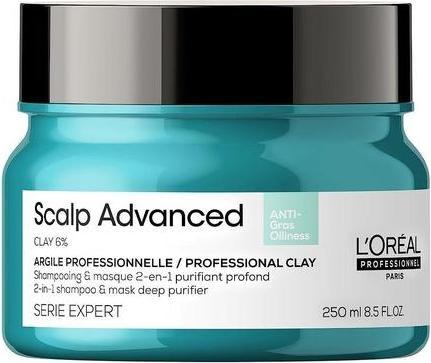 Produktbild L'Oréal Paris LÂ'OrÃ©al Professionnel - Shampoo and mask for oily scalp 2 in 1 Scalp Advanced (Anti-Oiliness 2-in- (250 ml, Flüssiges Shampoo)