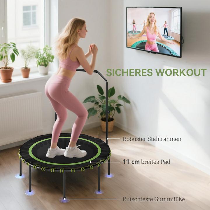 Produktbild SportNow Fitness Trampolin Stahl, Kunststoff Schwarz+Grün (114 cm)
