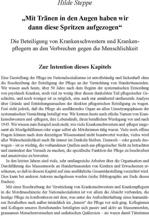 Produktbild Krankenpflege im Nationalsozialismus (Deutsch, Hilde Steppe, 2020)