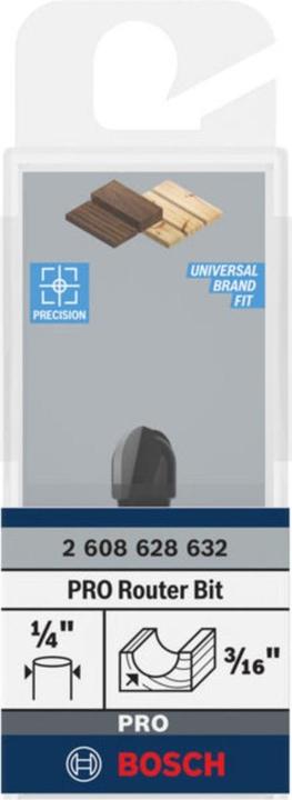 Immagine prodotto Bosch Professional Zubehör Fresa a filetto, 1/4", R1 4,7 mm, P 9,5 mm, L 9,2 mm, G 45 mm