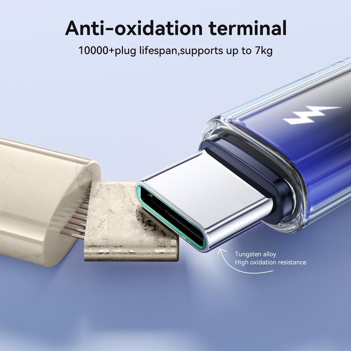 Actual product image Joyroom S-A42 Crystal Clear Series Fast Charging Data Cable USB-A to Type-C 3A 1.2m Black (1.20 m)