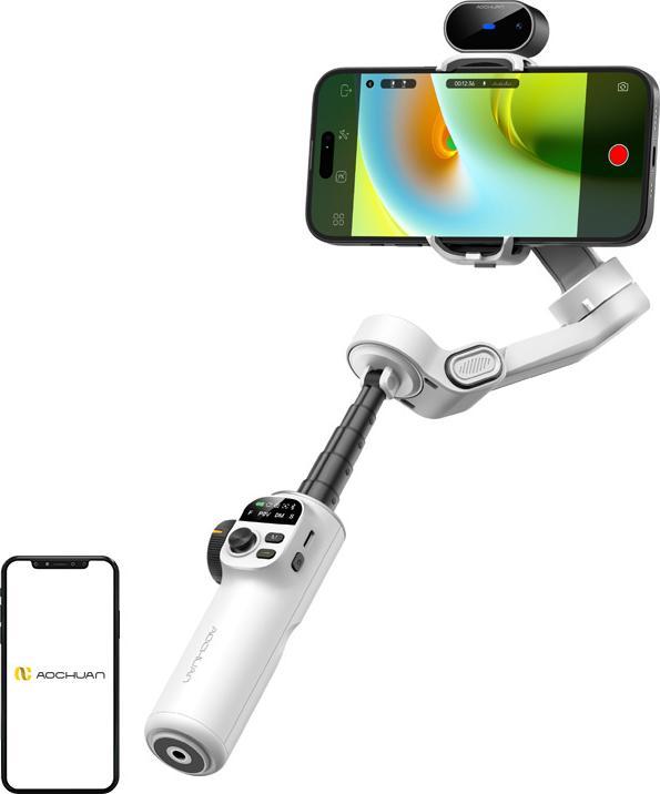 Produktbild Hohem AOCHUAN X2 Gimbal mit KI-Sensor (Weiss) (Smartphone, 0.33 kg)