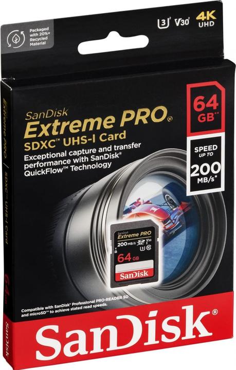 Productafbeelding SanDisk Extreme PRO UHS-I V30 (64 GB, SDXC, U3, UHS-I)