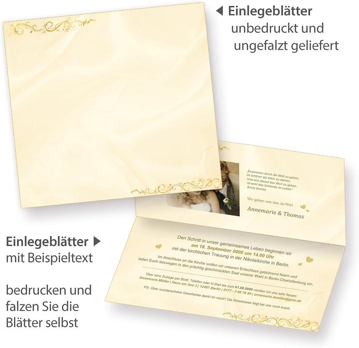 Produktbild Tatmotive Einladungskarten-Set Hochzeit (40 Stück) inkl. Umschläge (40 Stk.)